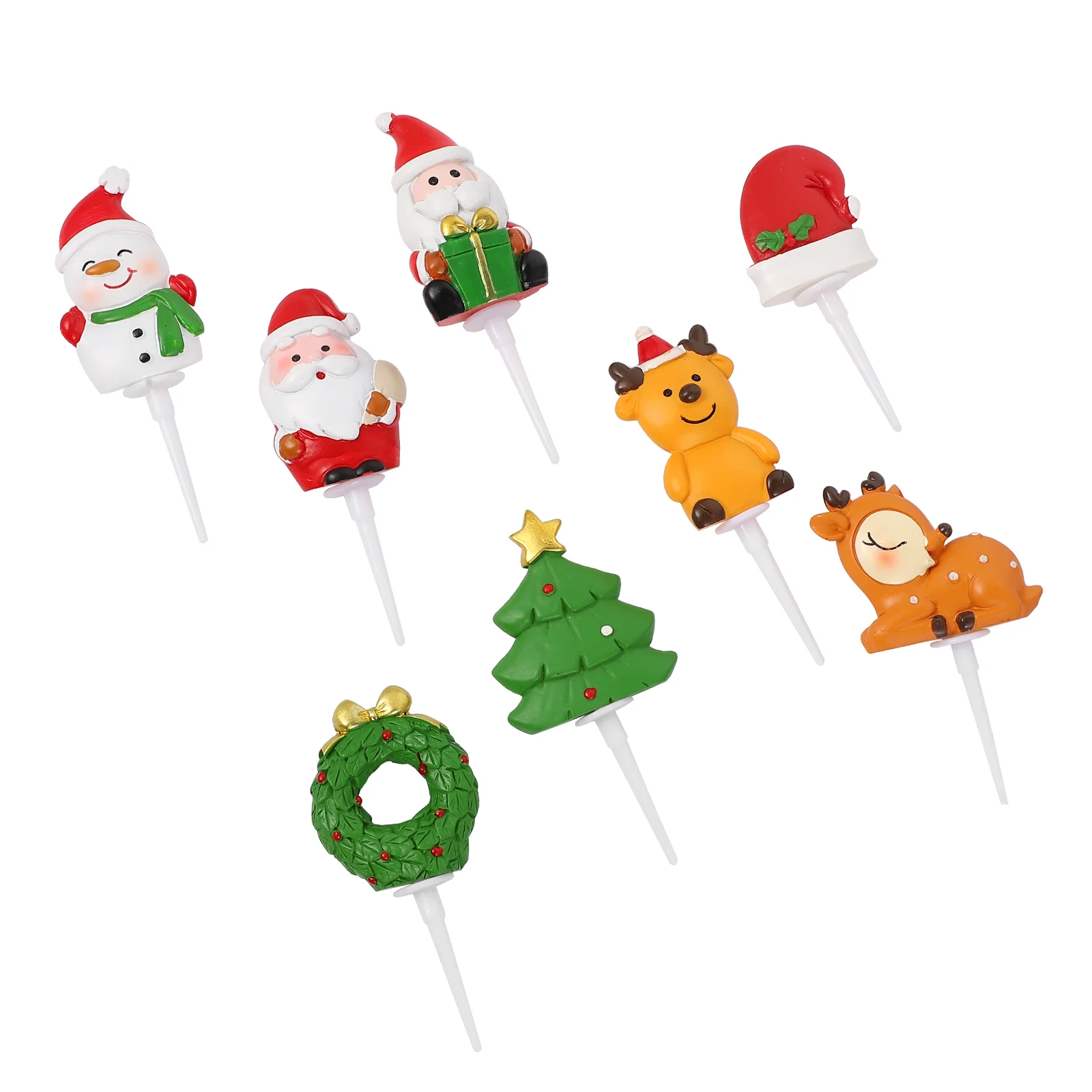 

8 Pcs Christmas Appetizer Picks Food Resin Insert Tree Decorations Festival Cake Topper Dessert