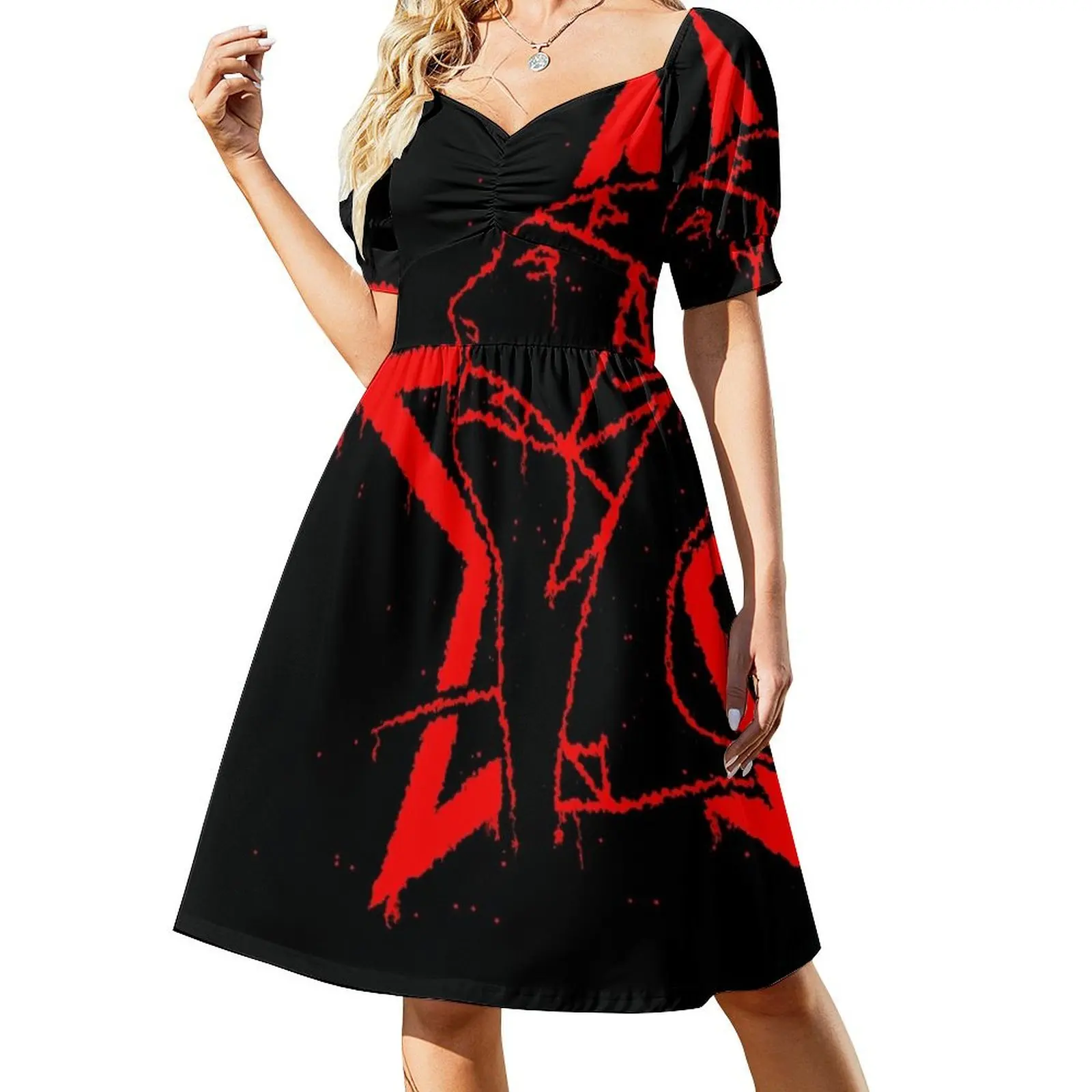 The Sisters of Mercy Blood Splatter Design Short Sleeved Dress prom dresses summer dress daily Dress