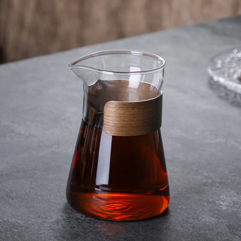Coffee Pot Sharing Mug, Pour-over Coffee Cup with Wood Heat-Resistant Layer, Stainless Steel Coffee Filter Barista Coffee Server - view 2