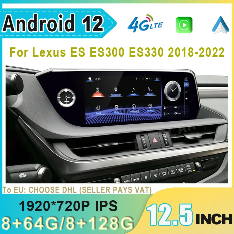 

Android 12 Car Radio Stereo Screen Multimedia Video Player CarPlay Android Auto For Lexus ES ES200 ES250 ES350 ES300H 2018-2022