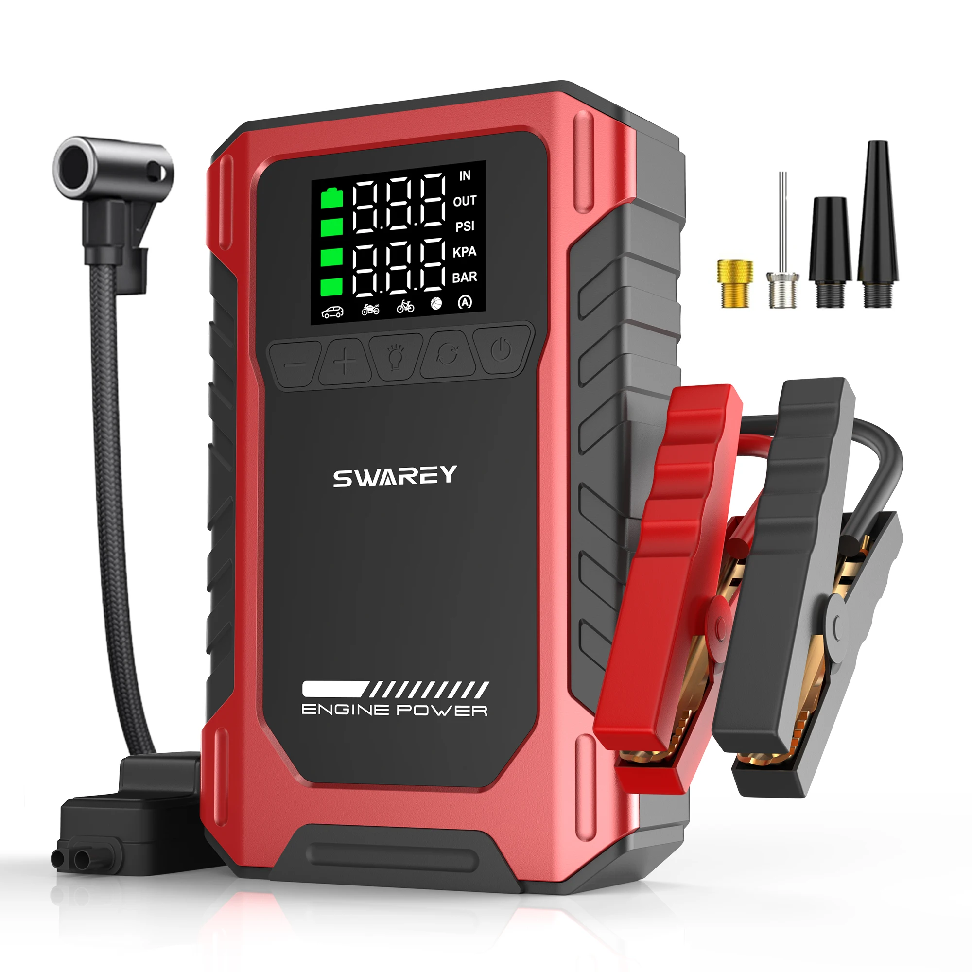 Image of 5-IN-1 9000A Auto-Starthilfe mit 150PSI Luftkompressor, 16000mAh Powerbank