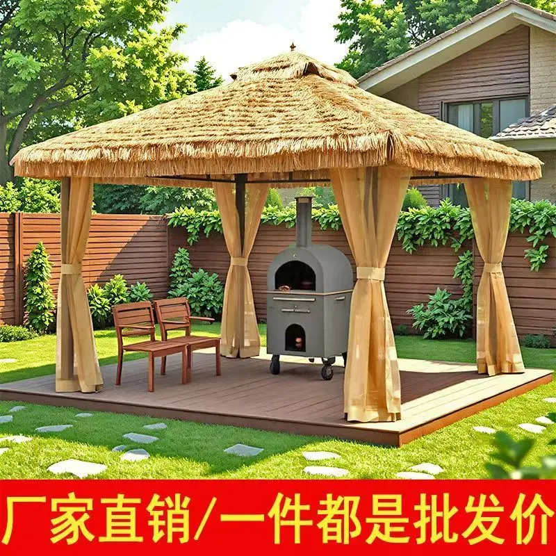 

outdoor pavilion courtyard rural courtyard four-corner awning leisure thatch tent outdoor canopy household