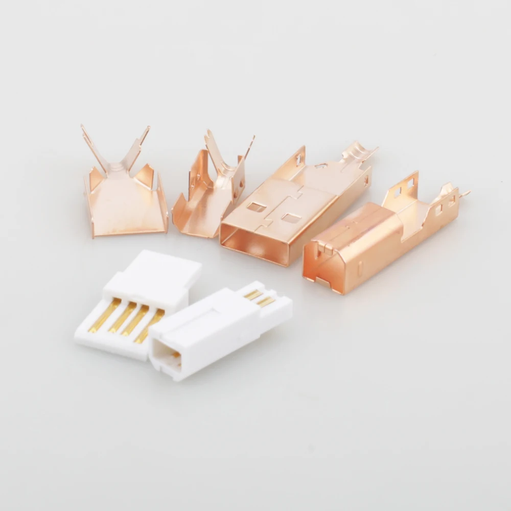 Hi-End Rose Gold Plated USB connector USB A+USB B Type A-B Plug For DIY USB Cable Taiwan Made