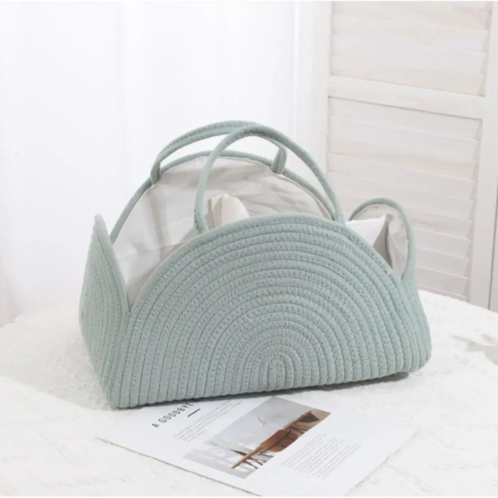 Portable Multifunctional Baby Diaper Bag Large Capacity with Handle Mommy Handbag Folding Cotton Rope Diaper Organizer Newborns