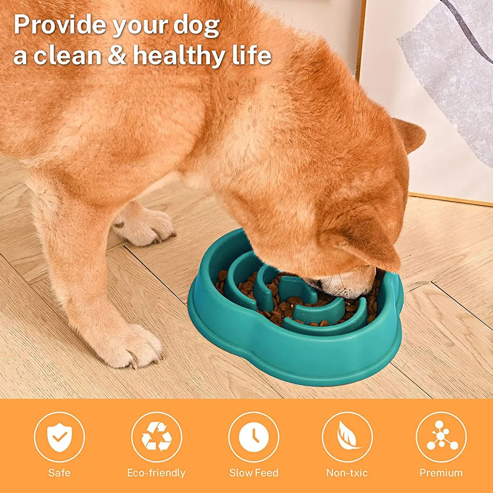 Dog Puppy Slow Feeder Bowl Non Slip Puzzle Bowl Anti-Gulping Dog Slower Food Feeding Dishes Pet Bowl for Large Medium Small Dogs