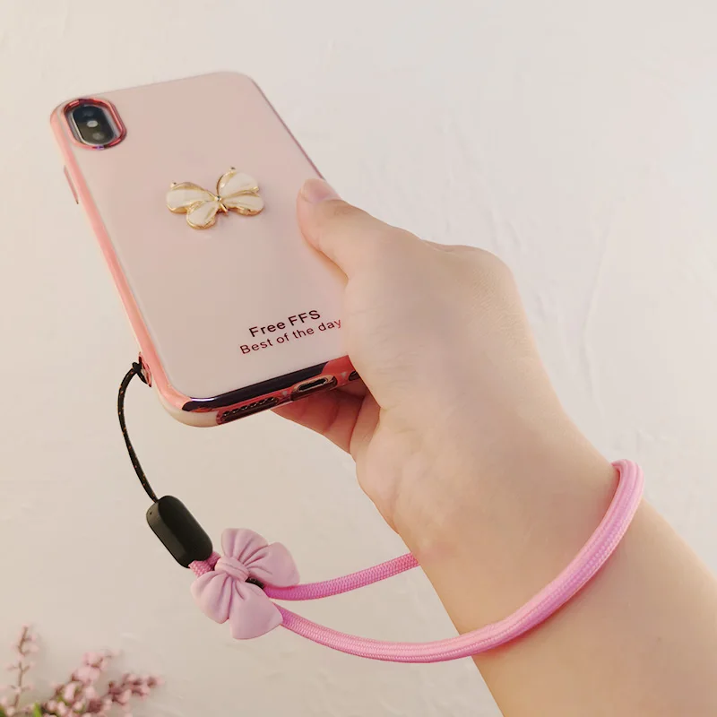 Short bow simple lanyard Wrist Straps Hand Lanyard Rope simple lanyard Mobile Phone Keys Lanyard For iPhone Redmi Xiaomi