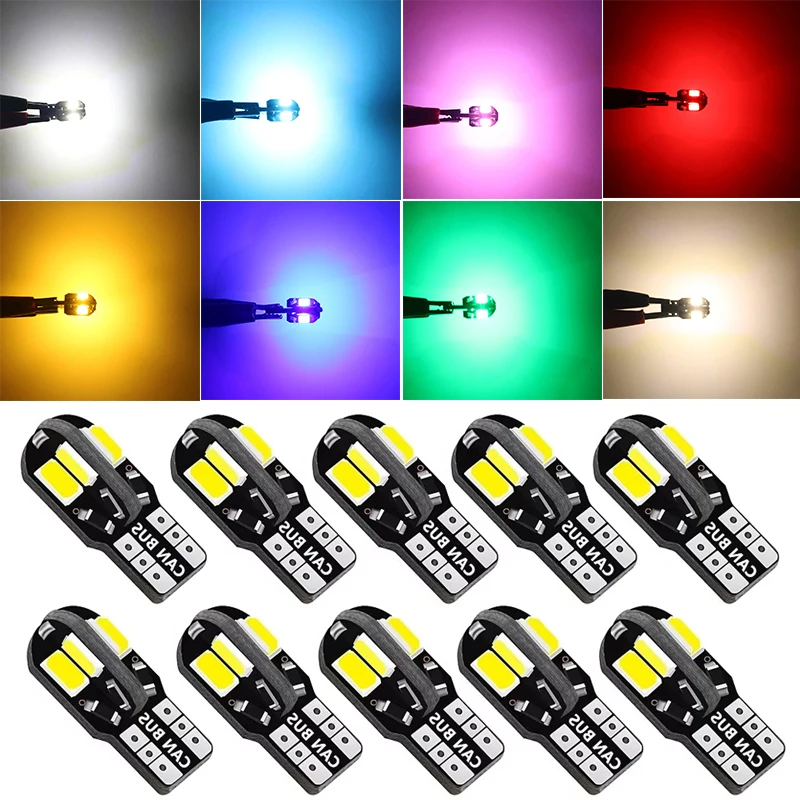 

T10 Car Led Light Bulb W5W LED Canbus No Error Super Bright Car Interior Light SMD Auto Bulb White Amber Red Reading Dome Lamp