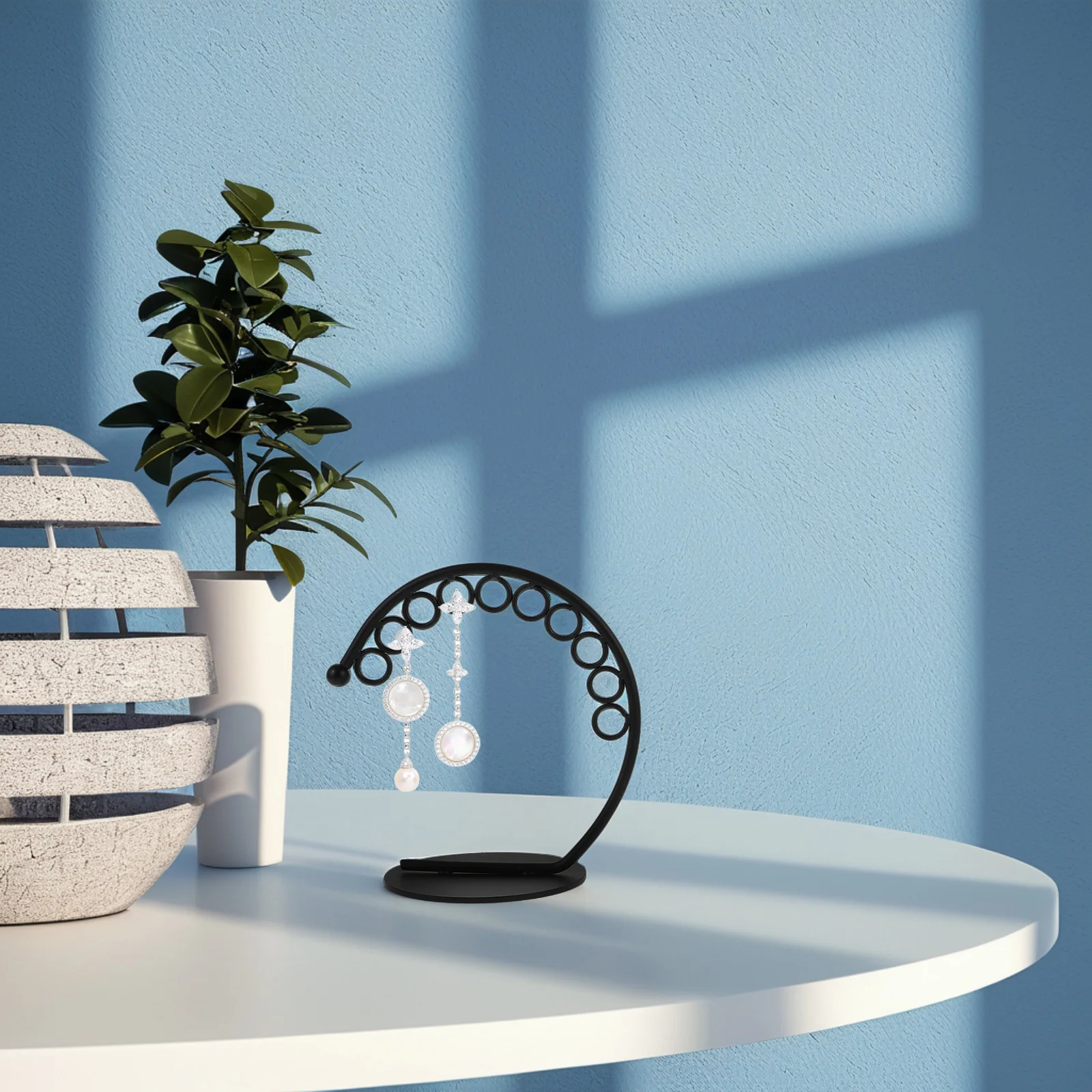 1Set Earrings Holder Multi-Hole Metal Jewelry Organizer Rack Display Women Jewelry Storage Earring Holder Rack