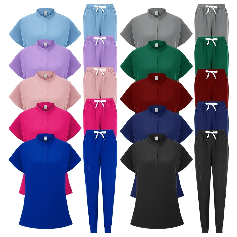 Hete Verkoop Anti Rimpel Wasbare Zachte Stof Verpleegster Scrubs Ziekenhuis Uniform Medische Scrubs Vrouwen Jogger Scrubs Sets Paar