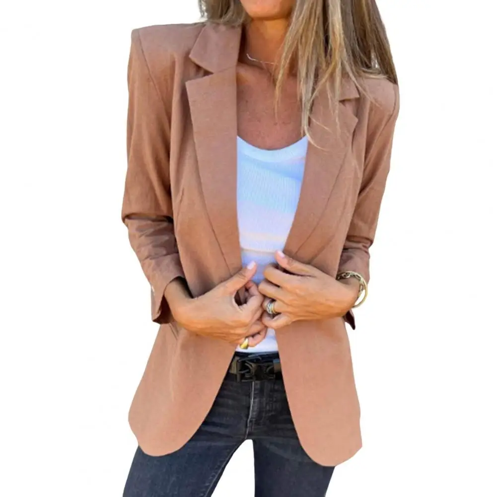 Anzug Jacke eleganter Revers Anzug Mantel für Frauen Langarm Einreiher Business Outwear einfarbig Loose Fit Jacke solide