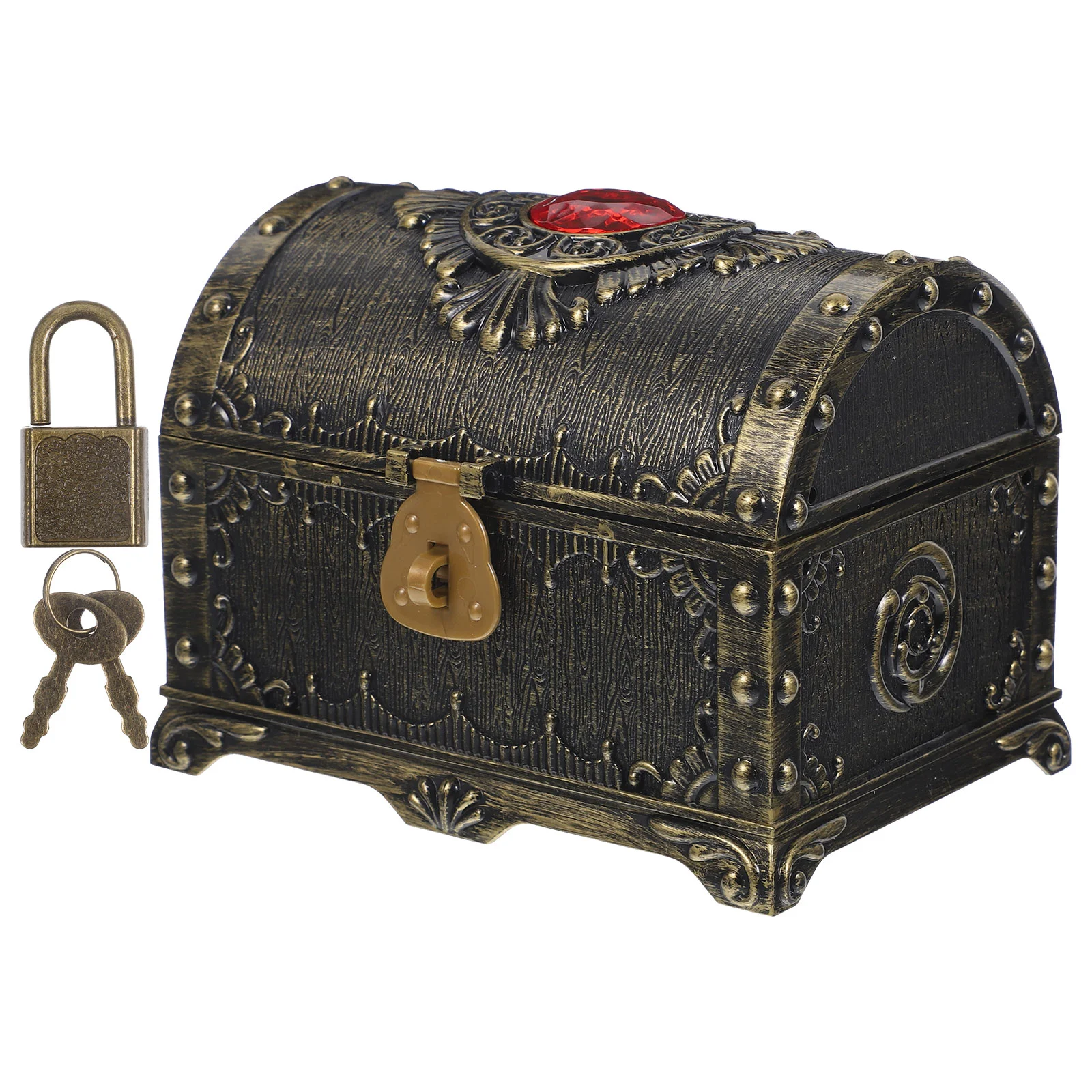 

Treasure Chest Ornaments Jewelry Storage Case Plastic Boxes Organizer Toys Photo Prop For Craft Pirate