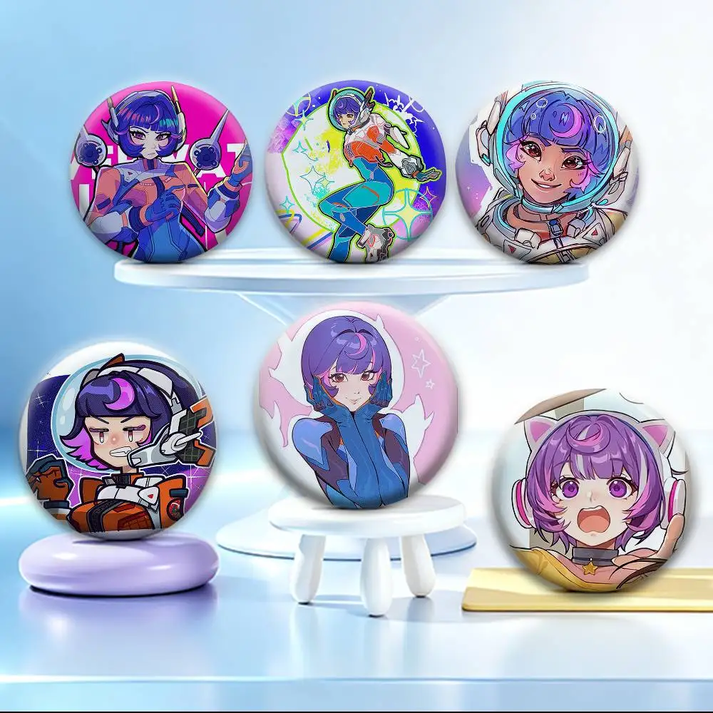 Sci-fi Juno Overwatch 2 Character   Badges Creative Tinplate Button PinsBrooch Badge Clothes Backpack