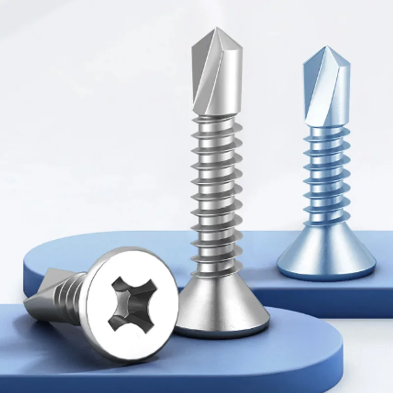 Carbon Steel/Stainless Steel Self Drilling Screws Countersunk Metal Fixing Windows Roofing 20~100pcs M3.5 M3.9 M4.2 M4.8 M5.5