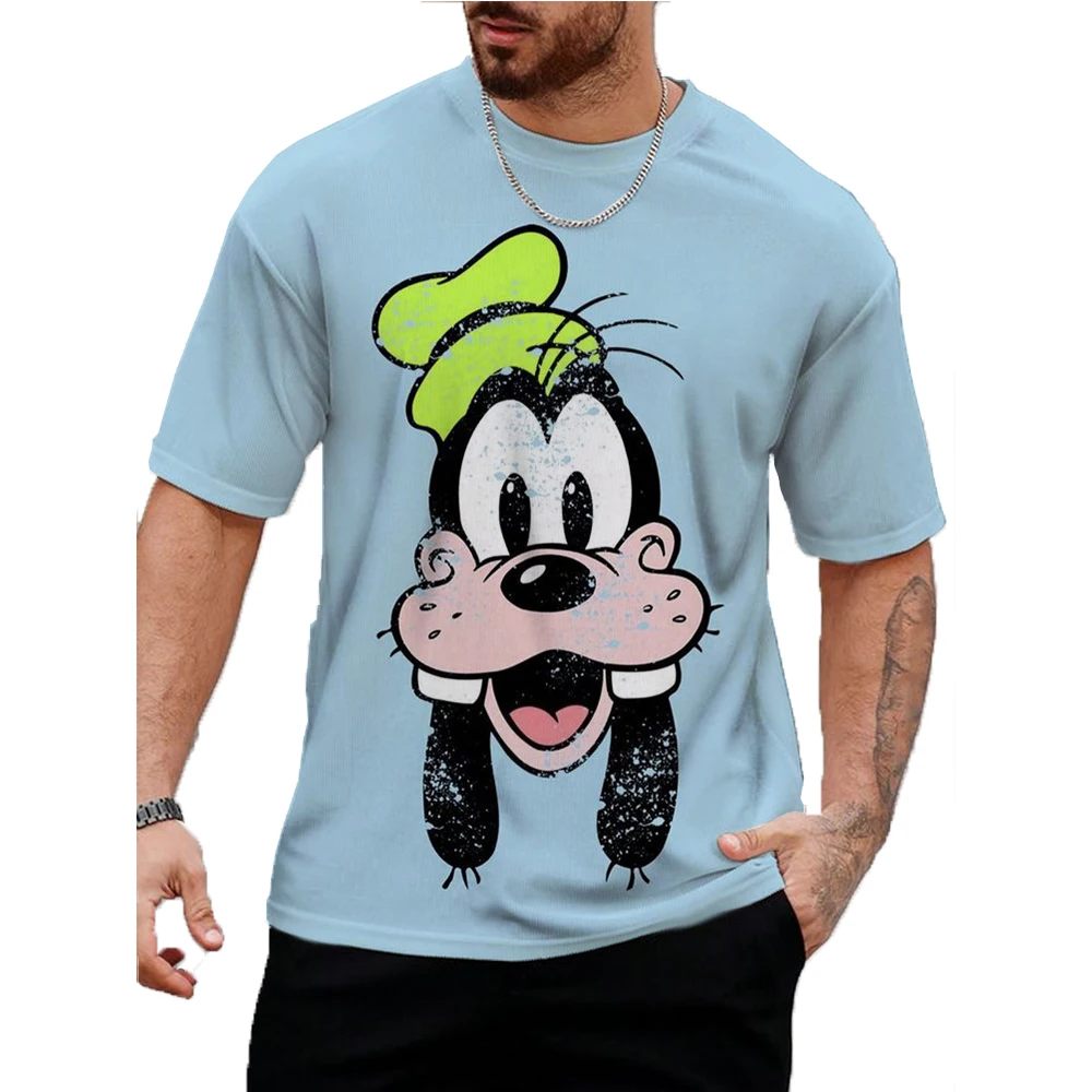 

2024 New Men's T-Shirt Disney Goofy Fun Print Round Neck Summer Casual Vintage Short-Sleeved Children's Cartoon Daily T-shirt