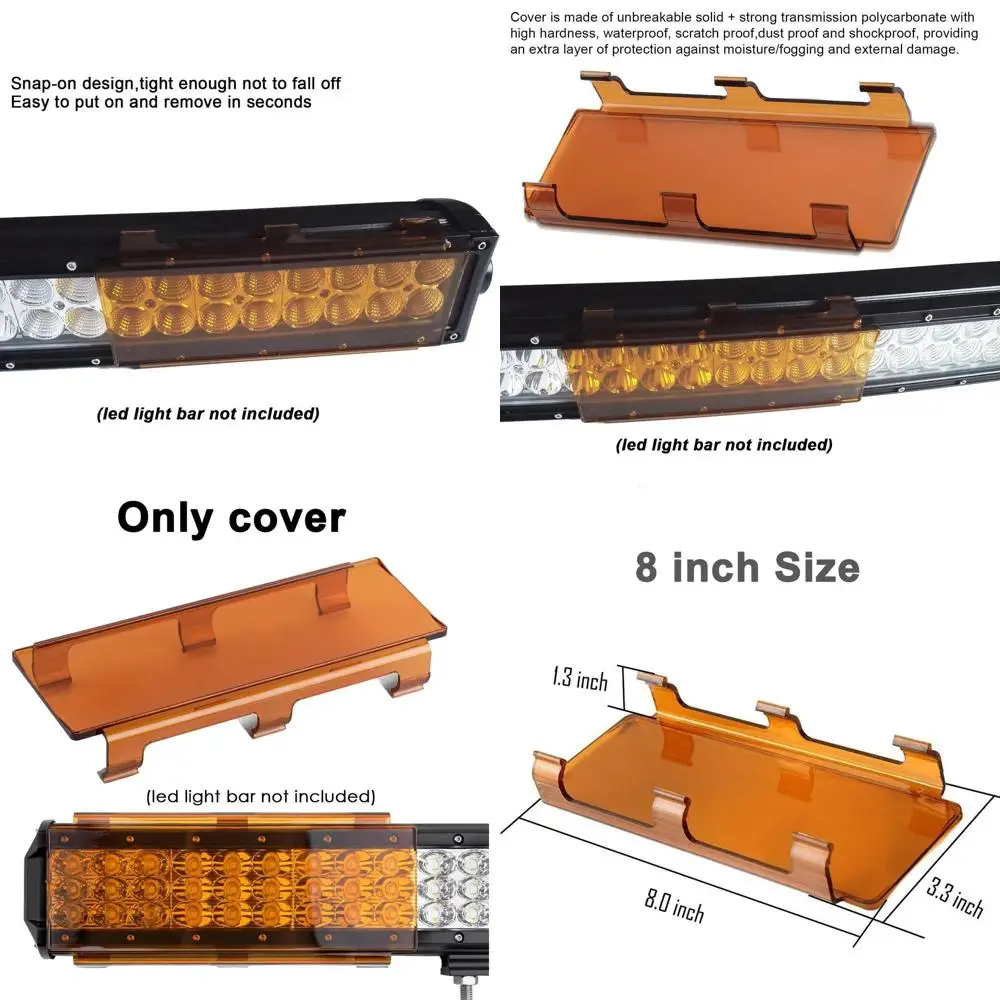 

32inch LED Light Bar Cover Amber Polycarbonate Lens Cover for Straight and Curved Bar Waterproof Dustproof Scratch-Proof Shockpr
