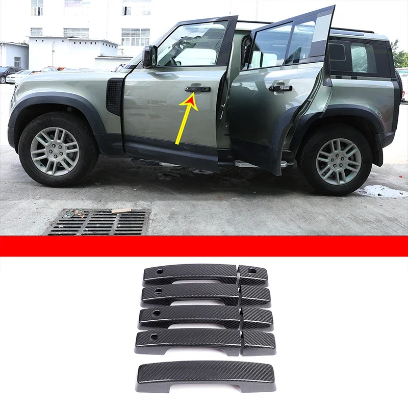 

Для Land Rover Defender 90 110 2020-2024 внешние детали из настоящего углеродного волокна, дверная ручка автомобиля, защитный корпус, автомобильные аксессуары