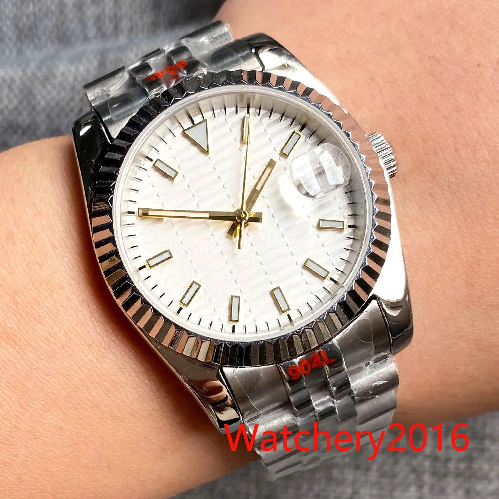 

New BLIGER 36mm 39mm Coin Bezel White Dial Luminous Date Japan NH35A Automatic Movement Mens Watch Bracelet