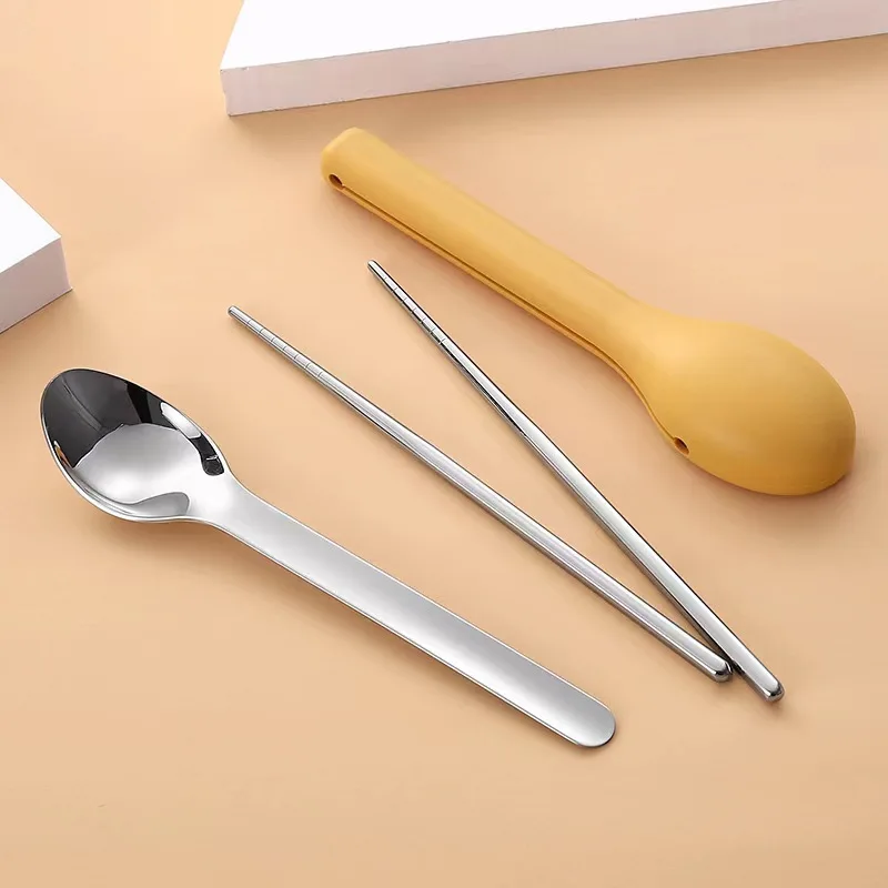 3-Piece Portable Flatware Pocket Utensils Set  Fork Spoon Knife Set with Case for Lunch Travel Camping School Work Picnics view 3