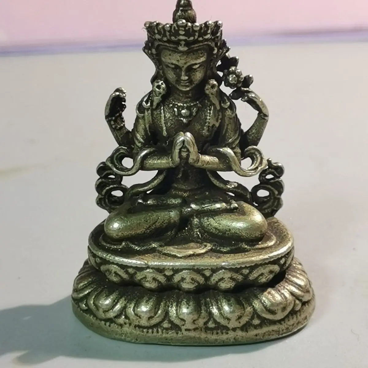 Tibet Tibetan sitting Four-Armed guanyin god Statues Figurines Lucky Ornaments Home Decoration gifts