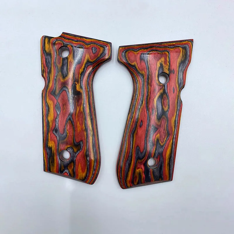 عدد 1 زوج من 8 أنماط مقابض القبضة بقع لألواح KUBLAI N10 Beretta M92F Kublai M9A1 مصنوعة من الخشب الملون G10 Micarta Material #5