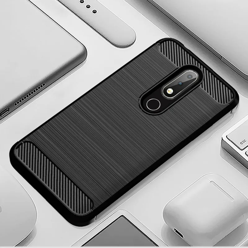 Brushed Case For Nokia 3.1 Plus Luxury Carbon Fiber Phone Back Cover for nokia 3.1plus Matte Silicone TPU Cases Coque Fundas