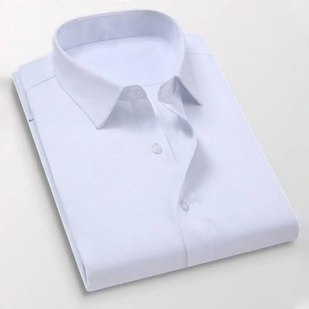 Chemise formelle à col rabattu pour hommes, simple boutonnage, manches longues, style d'affaires, respirant, grande taille, type de coupe, haut à revers