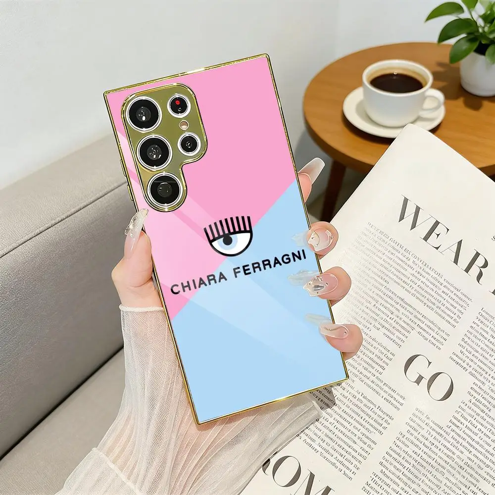 Fashion C-CHIARAs-f-FERRAGNIs Phone Case Luxury Electroplated Metal Frame Case For Samsung Galaxy S25 S24 S23 Ultra