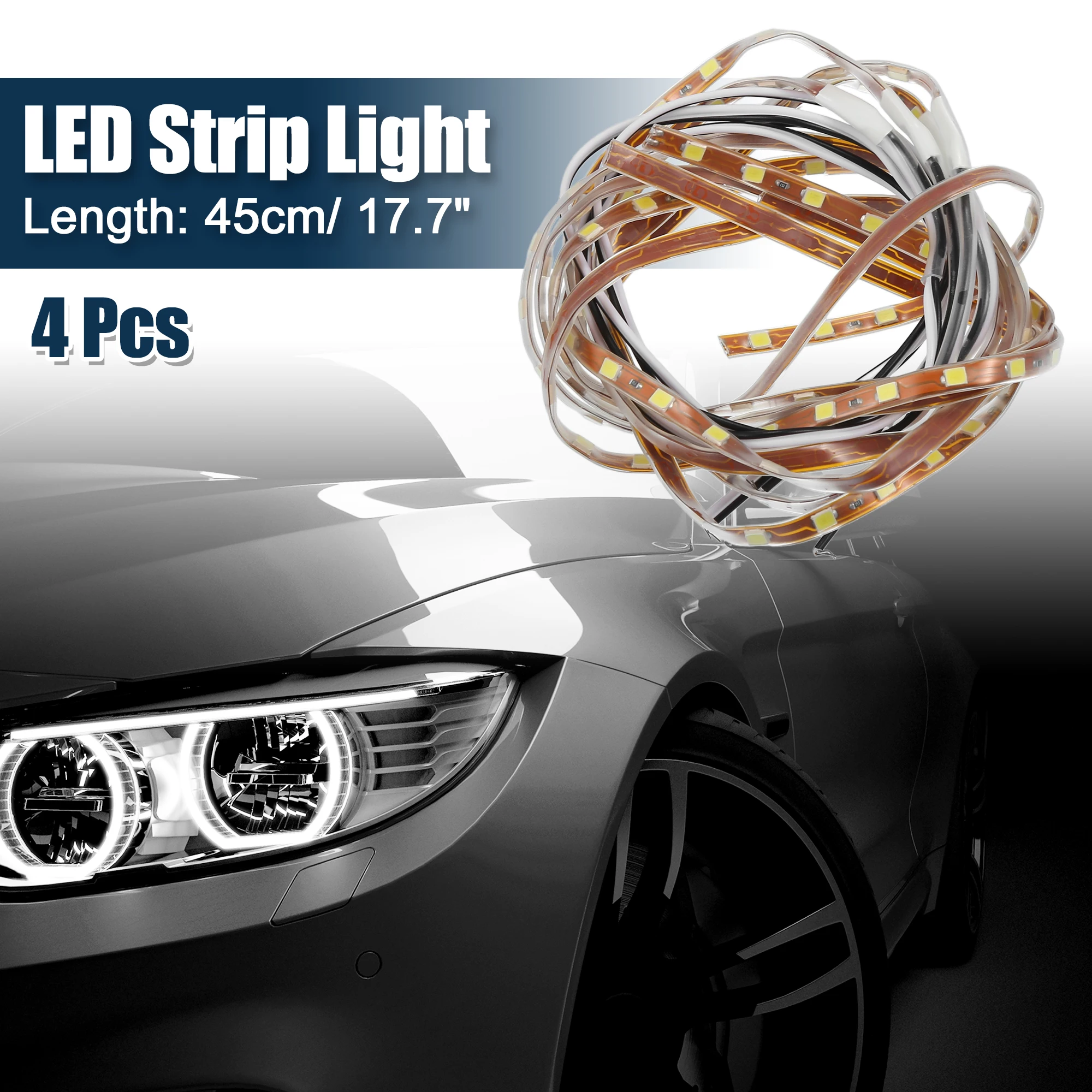 

UXCELL 4 шт. 17,7-дюймовая светодиодная лента, украшение, режущий белый свет для автомобиля, грузовика