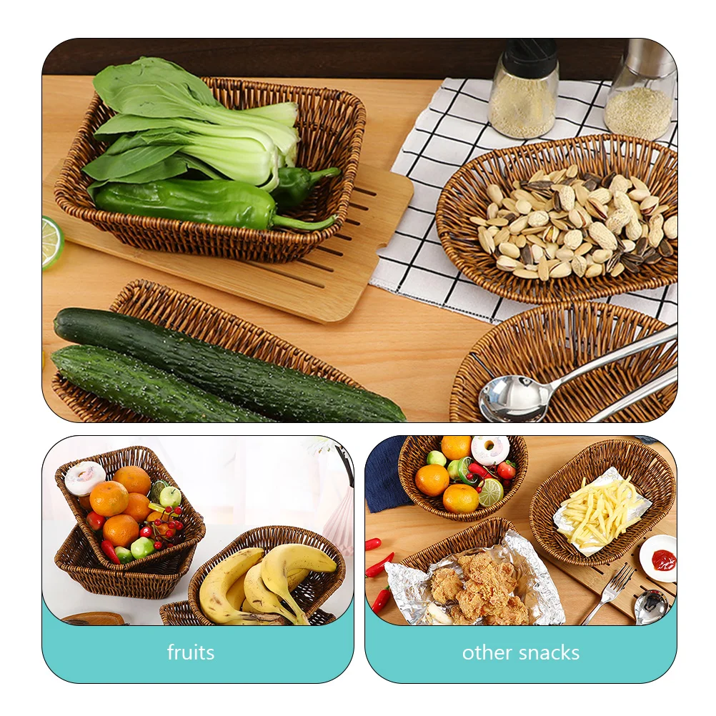

Sundries Storage Basket Woven Baskets for Fruit Wicker and Vegetable Plastic Food Bread