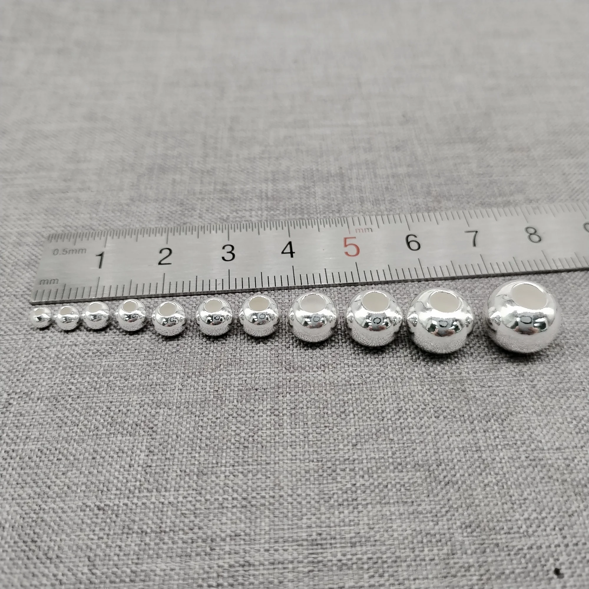 Bulk 925 Sterling Silver Round Ball Beads 3mm 3.5mm 4mm 4.5mm 5mm 5.5mm 6mm 8mm