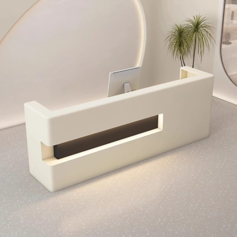 

Clothing Store Reception Desk Beauty Salon Work Table Business Reception Desk Curved Shop Theke Rezeption Commercial Furniture