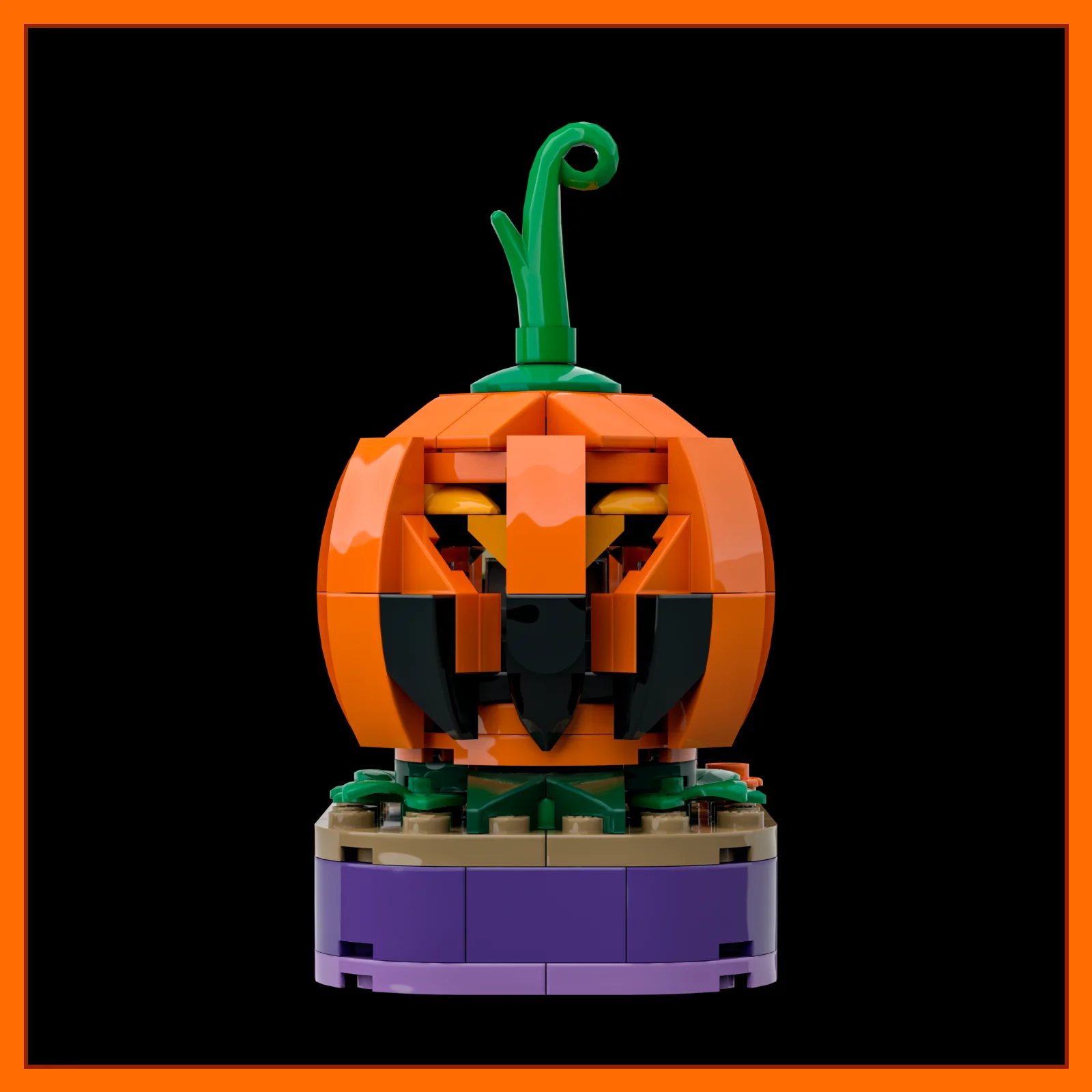 Creative Arts MOC Lighted Halloween Pumpkin Type A Lamp Decoration Building Blocks DIY Model Toy Brick Gift Connectable 40497