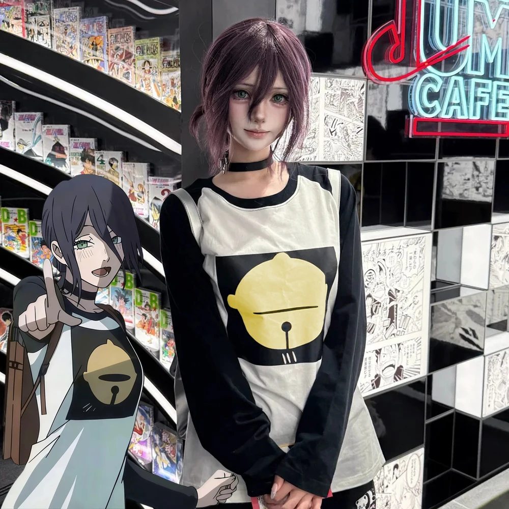 

Anime Chainsaw Man Reze Arc Cosplay T-shirt Costume Women Men Daily Long Sleeved Top Uniform Casual Wear Clothes