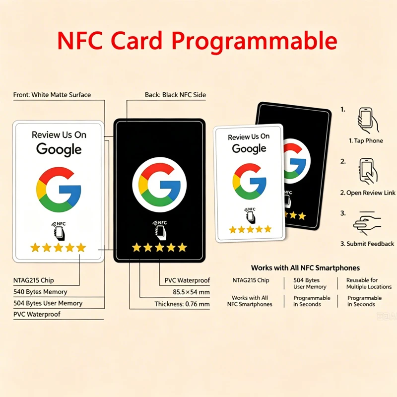1-200-pieces-noir-finition-mate-de-qualite-superieure-resistante-a-l'usure-carte-nfc-reutilisable-pour-les-avis-google-carte-nfc-programmable-facile-a-utiliser