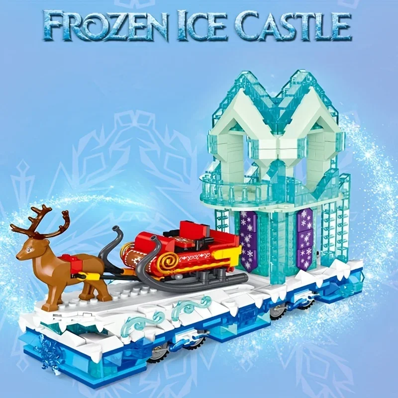 929PCS Christmas Reindeer Sleigh Car Winter Snow House Building Blocks Assemble Bricks Desktop Decoration Kids DIY Toys Gifts