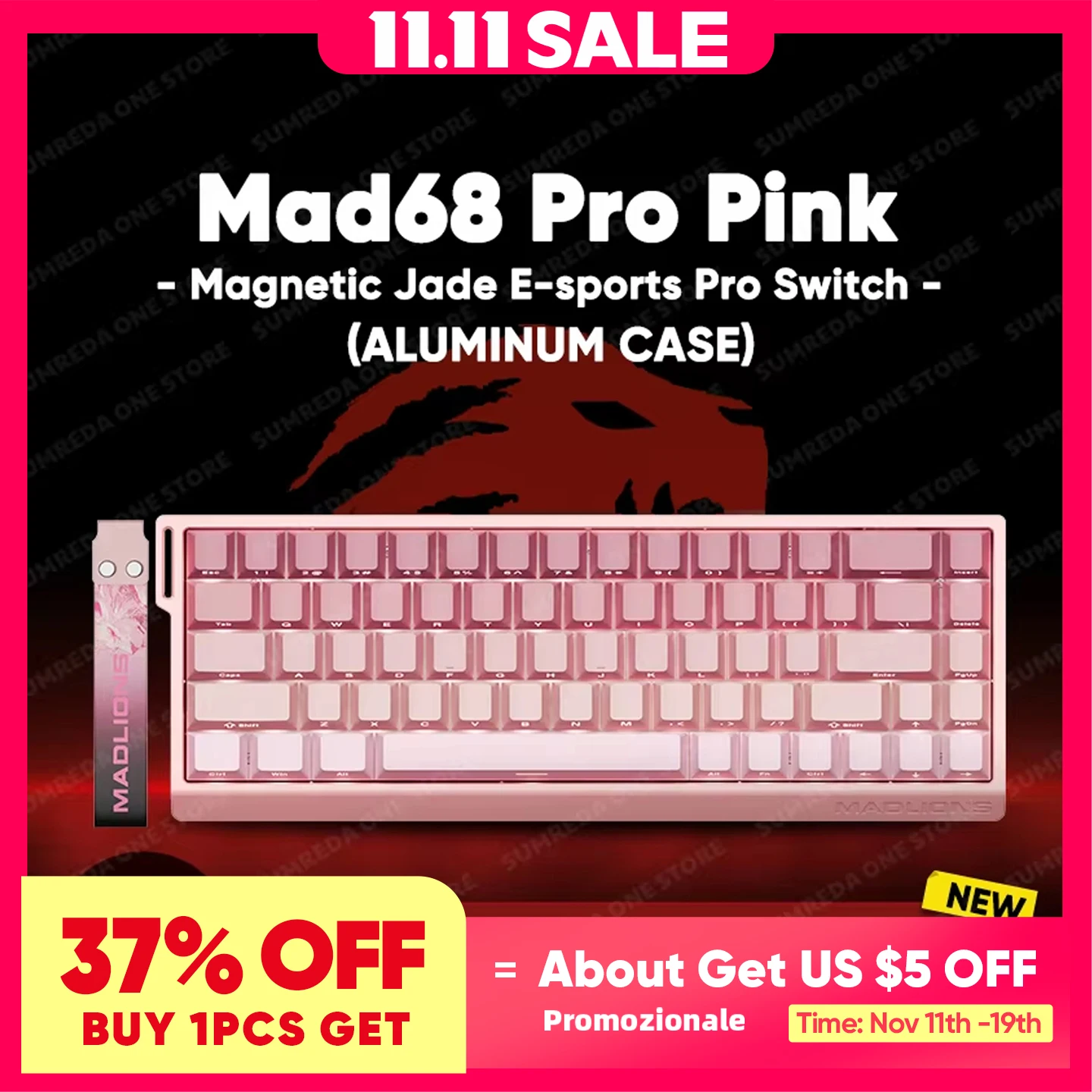 

Madlions Mad68 Pro Mad 68he Mad60 Pro Алюминиевая магнитная механическая клавиатура RT 0,01 мм 8K Скорость отката 128K Клавиатура со сканированием