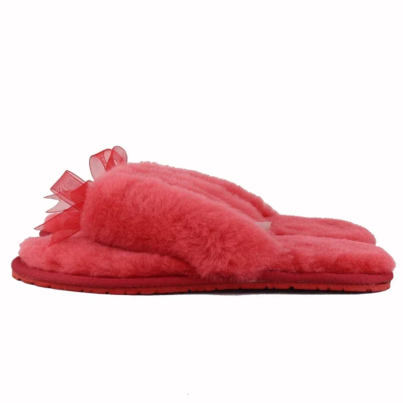 UVWP 100% Natural Sheepskin Fur Slippers Fashion Female Winter Slippers Women Warm Indoor Slippers Soft Wool Lady Home Shoes