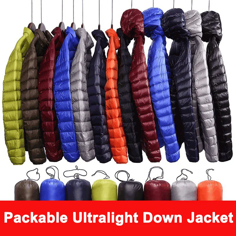 Men Ultralight Down Jacket Winter Packable Down Jacket Men Waterproof Puffer Jacket Windbreaker Men Coat Parkas Hoodies Jackets