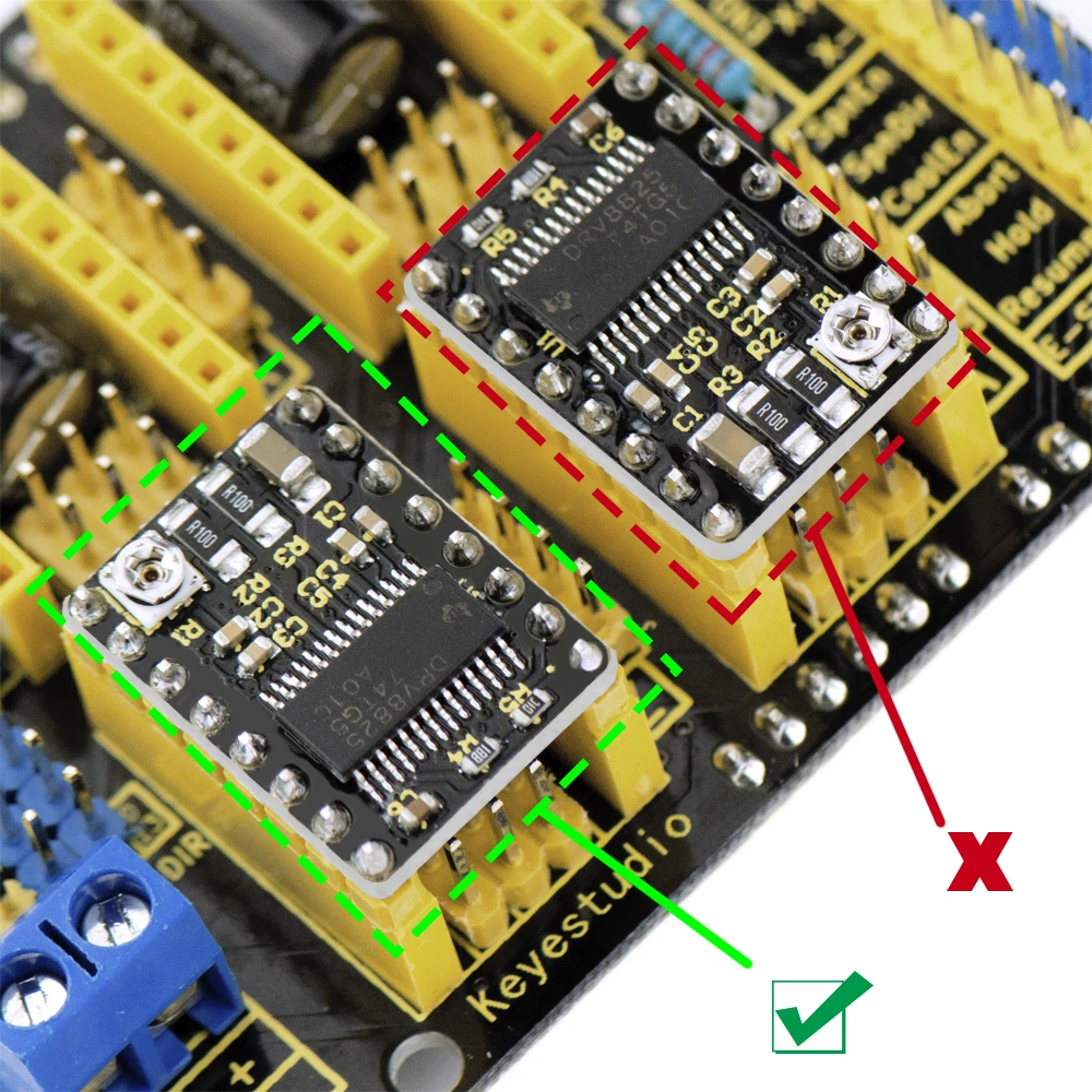 Keyestudio 5pcs DRV8825 Stepping Motor Driver For Arduino 3D Printer With Heat Sink High-powered Full Half 1/4 1/8 Six Modes