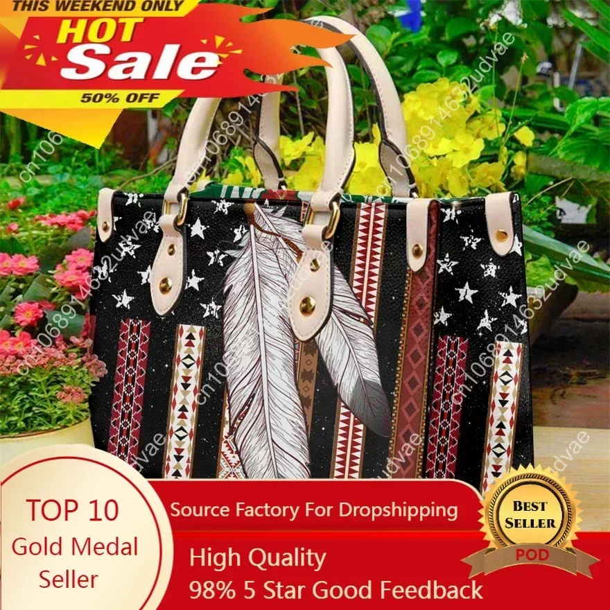 

Tribal Feather Crossbody Bags for Women 2023 Ladies Luxury Designer Tote Handbag Top-Handle High Quality Shoulder Bag Sac A Main