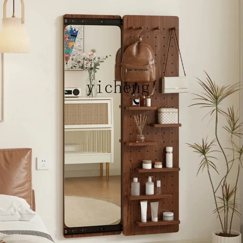 JZ-19  Hole Board Full-length Mirror Integrated Solid Wood Wall Hanging Modern Simple Dormitory Can Hang Makeup Fitting Mirror
