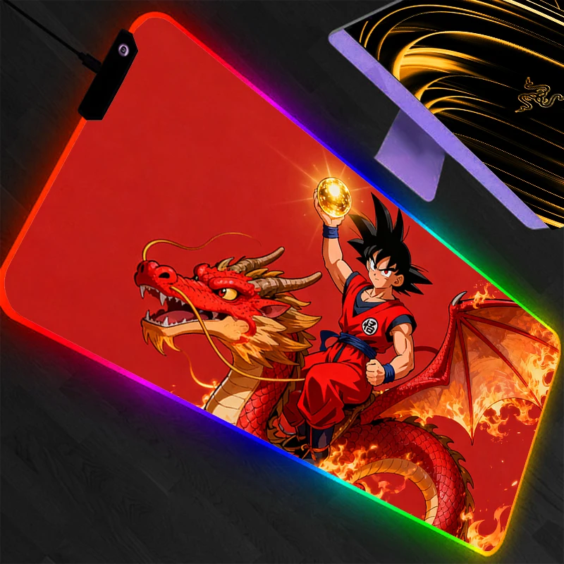 

RGB Mouse Pad Dragon Ball Backlight Gaming Accessories Computer Speed Mini Pc Gamer Keyboard LED Desk Mat Mousepad