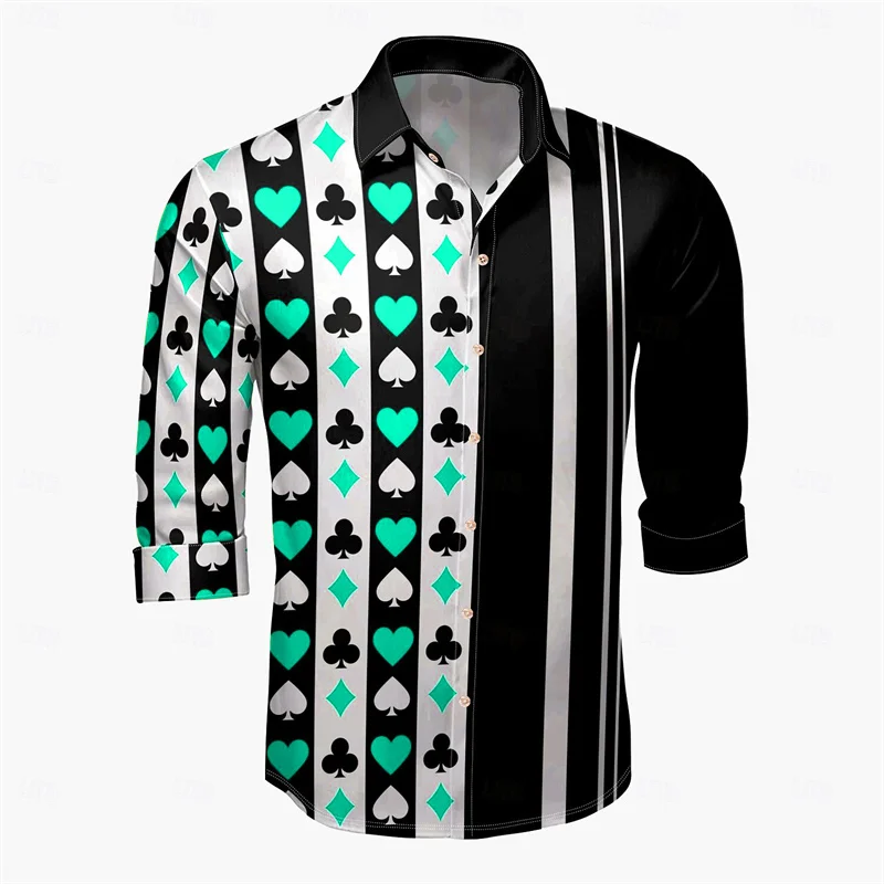 남성 캐주얼 야외 포커 남성 옷깃 긴 소매 셔츠 남성 캐주얼 파티 엔터테인먼트 남성 셔츠 시리즈