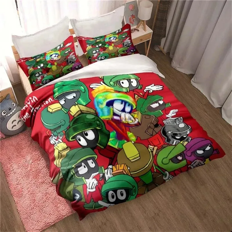 3D Print Game Marvin the Martian Cartoon Bedding Set Double Twin King Duvet Cover Comforter Pillowcase Boys Girls Adults Bedroom