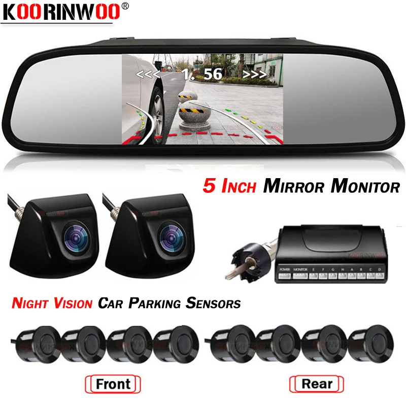 

Koorinwoo Full Kit Intelligent Parktronics 8 Cars Sensors Parking Sounds System Rear Camera Front Car Detector For Android Radio