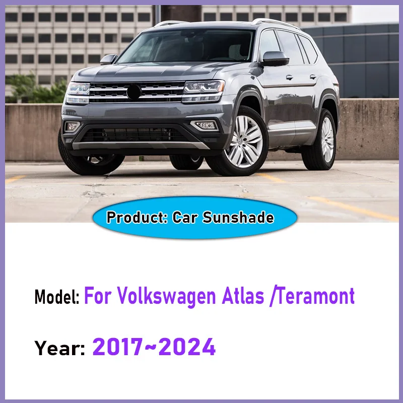For Volkswagen Atlas Teramont 2017-2024 Car Sunshade Heat Insulation Windshield Window Anti-UV Protection Visor Auto Accessories