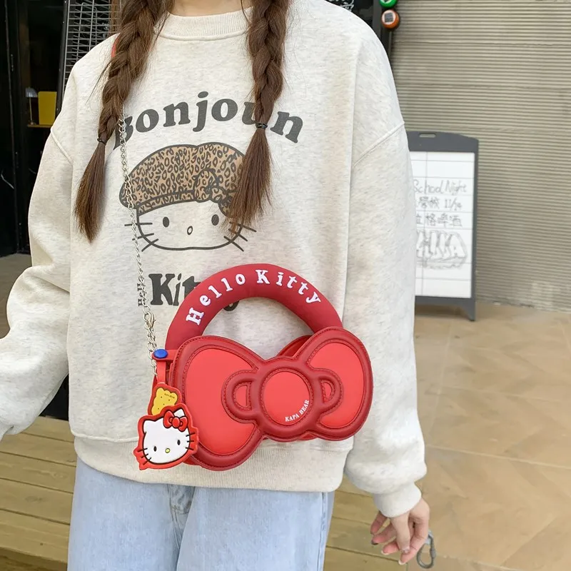 Anime Hello Kitty Bow Bag Fashion Cute Girl Handbag Sweet Cartoon Women Cross-body Tote Bag Coin Purse Organizer Kuromi Melody - view 4
