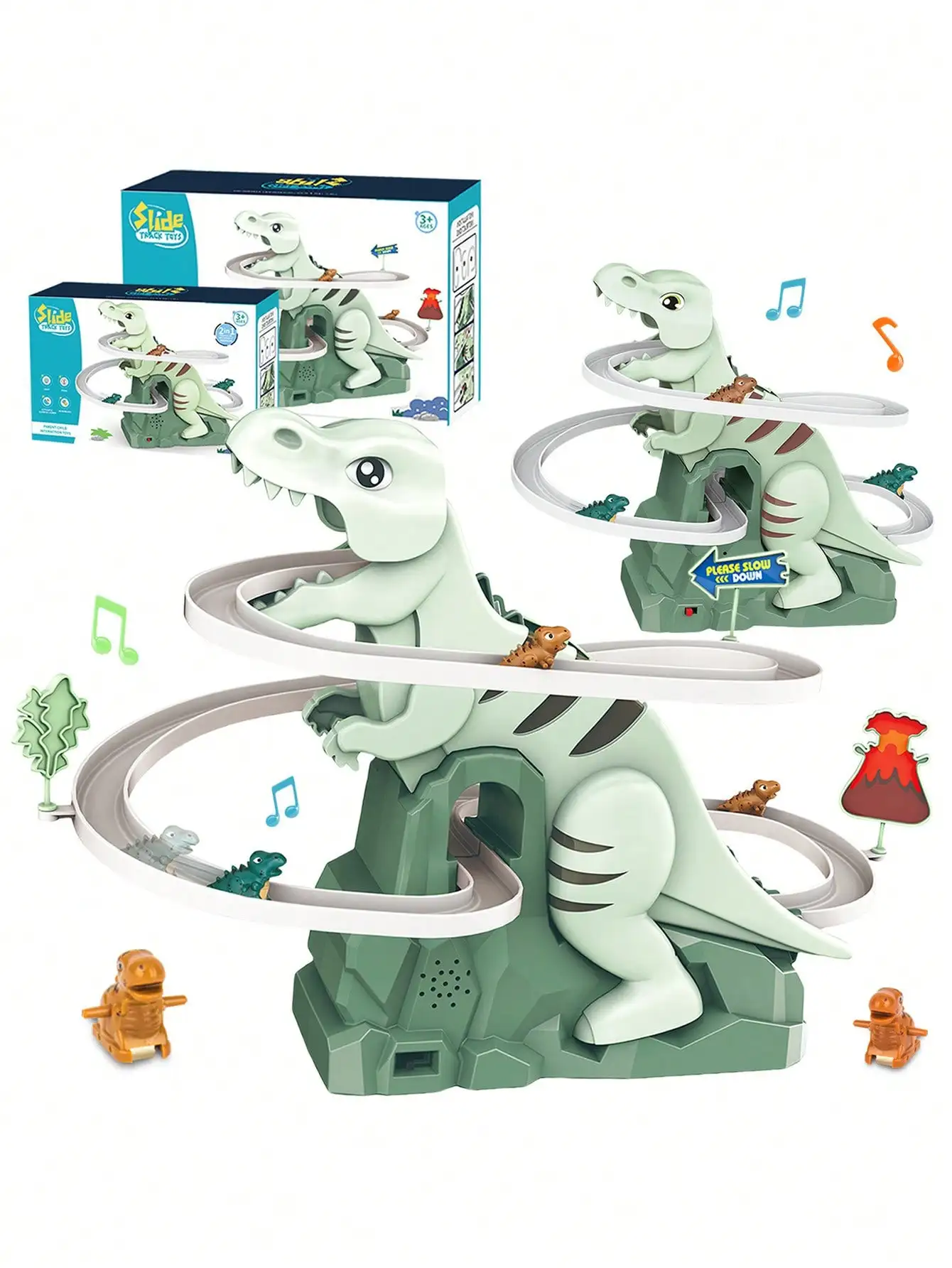 

Large Electric Dinosaur Track Toy Set, Climbing Slide Assembly, Gift for Kids 3-6 Years Old