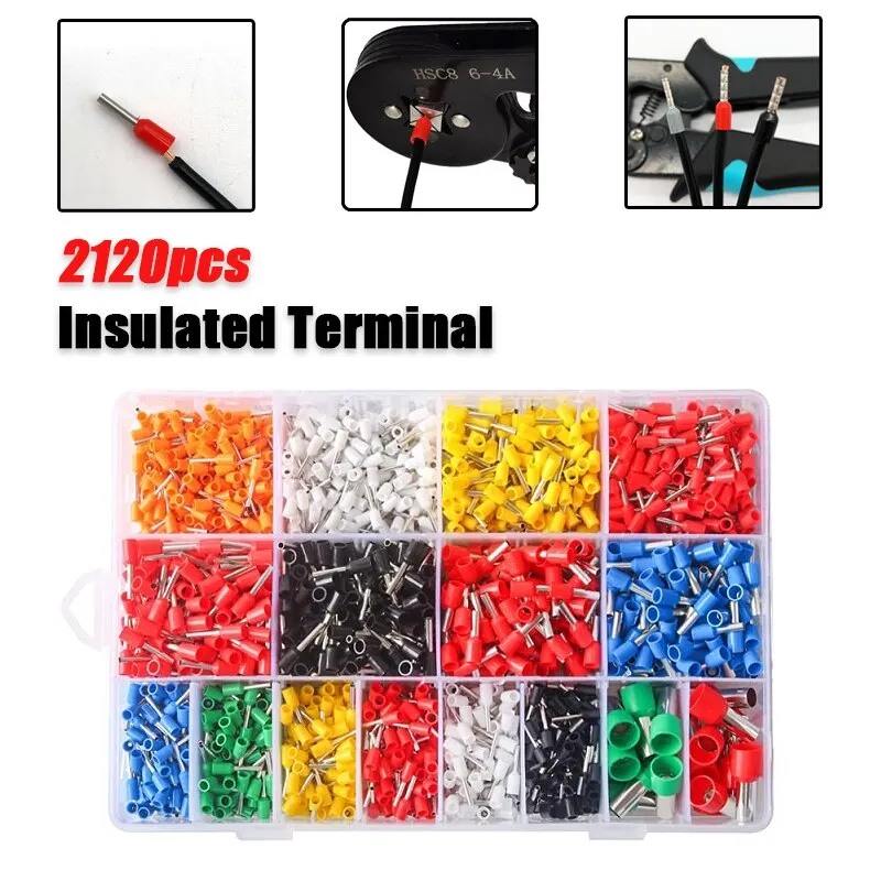 

2120pcs Insulated wire terminal kit crimp terminal combination VE Insulated Terminal for auto electricians, mechanics, workshops