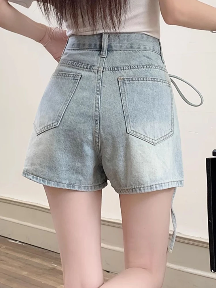 2024New Solid Color Strap Denim Short Skirt Women\'s Clothing Casual Versatile Summer Hip Skirts A-line Lining Asymmetric Fashion